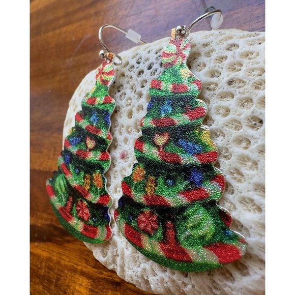 Old Fashioned Christmas Tree Earrings Handmade Jewelry Dangle Hooks New… - Picture 6 of 12